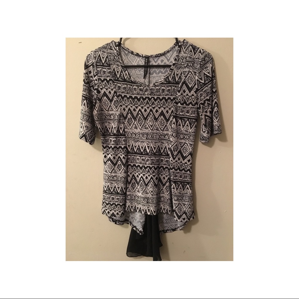 Black and White Blouse with a tail